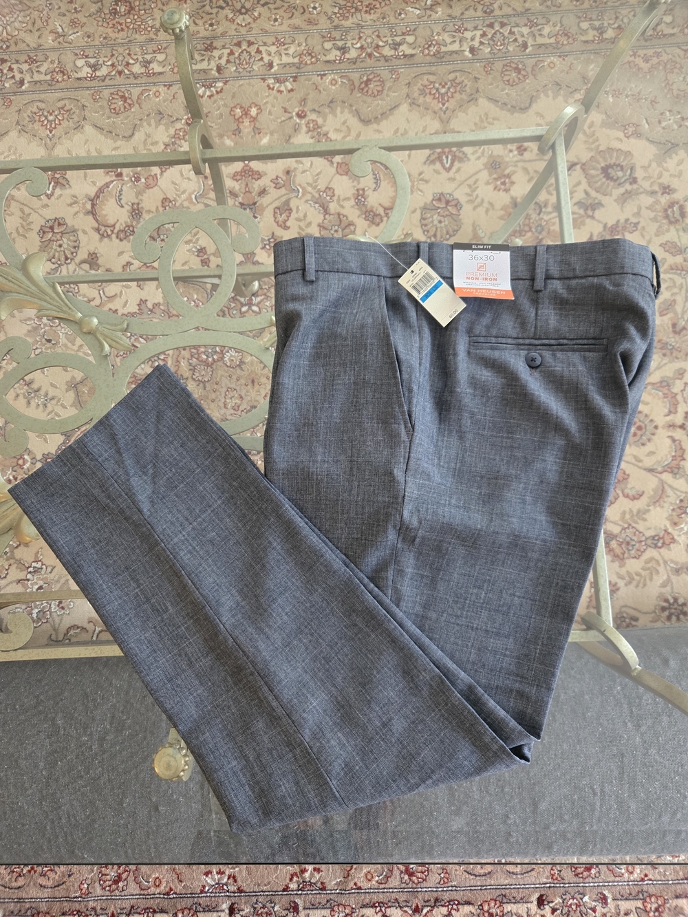 Van Heusen Men's Charcoal Gray Dress Pants - Flat Front